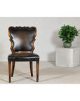 Black Leather Desk Chair with Carved Frame and Nailhead Trim-2. Asian & Chinese Furniture, Art, Antiques, Vintage Home Décor for sale at FEA Home
