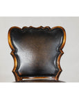 Black Leather Desk Chair with Carved Frame and Nailhead Trim-3. Asian & Chinese Furniture, Art, Antiques, Vintage Home Décor for sale at FEA Home