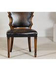 Black Leather Desk Chair with Carved Frame and Nailhead Trim-6. Asian & Chinese Furniture, Art, Antiques, Vintage Home Décor for sale at FEA Home