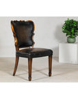 Black Leather Desk Chair with Carved Frame and Nailhead Trim-7. Asian & Chinese Furniture, Art, Antiques, Vintage Home Décor for sale at FEA Home