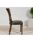 Black Leather Desk Chair with Carved Frame and Nailhead Trim-9. Asian & Chinese Furniture, Art, Antiques, Vintage Home Décor for sale at FEA Home