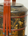 Black & Red Stacked Handpainted Wooden Basket with Handle - FEA Home
