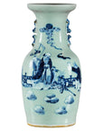 Blue and White Altar Vase with Immortal Figures and Celadon Tint-1. Asian & Chinese Furniture, Art, Antiques, Vintage Home Décor for sale at FEA Home