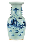 Blue and White Altar Vase with Immortal Figures and Celadon Tint-20. Asian & Chinese Furniture, Art, Antiques, Vintage Home Décor for sale at FEA Home
