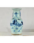 Blue and White Altar Vase with Immortal Figures and Celadon Tint-6. Asian & Chinese Furniture, Art, Antiques, Vintage Home Décor for sale at FEA Home