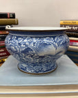 Blue and White Ceramic Bowl with Rounded Bloom Form - FEA Home