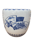 Blue and White Ceramic Planter with Landscape Artwork, SKU , image 1