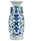 Blue and White Chinese Altar Vase with Light Celadon Tint - image 1