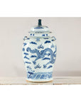 Blue and White Chinese Lidded Jar with Dragon and Foo Dog Finial-10. Asian & Chinese Furniture, Art, Antiques, Vintage Home Décor for sale at FEA Home