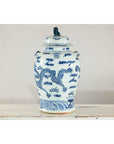 Blue and White Chinese Lidded Jar with Dragon and Foo Dog Finial-11. Asian & Chinese Furniture, Art, Antiques, Vintage Home Décor for sale at FEA Home