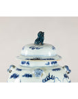 Blue and White Chinese Lidded Jar with Dragon and Foo Dog Finial-8. Asian & Chinese Furniture, Art, Antiques, Vintage Home Décor for sale at FEA Home