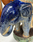 Blue Ceramic Elephant Pedestal Stand - FEA Home