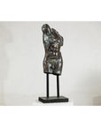 Bronze Male Torso Sculpture with Verdigris Patina Mounted on Black Stand-10. Asian & Chinese Furniture, Art, Antiques, Vintage Home Décor for sale at FEA Home