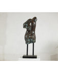 Bronze Male Torso Sculpture with Verdigris Patina Mounted on Black Stand-11. Asian & Chinese Furniture, Art, Antiques, Vintage Home Décor for sale at FEA Home