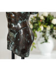Bronze Male Torso Sculpture with Verdigris Patina Mounted on Black Stand-14. Asian & Chinese Furniture, Art, Antiques, Vintage Home Décor for sale at FEA Home