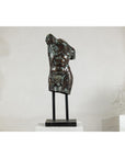 Bronze Male Torso Sculpture with Verdigris Patina Mounted on Black Stand-15. Asian & Chinese Furniture, Art, Antiques, Vintage Home Décor for sale at FEA Home