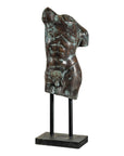 Bronze Male Torso Sculpture with Verdigris Patina Mounted on Black Stand-16. Asian & Chinese Furniture, Art, Antiques, Vintage Home Décor for sale at FEA Home