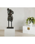 Bronze Male Torso Sculpture with Verdigris Patina Mounted on Black Stand-2. Asian & Chinese Furniture, Art, Antiques, Vintage Home Décor for sale at FEA Home