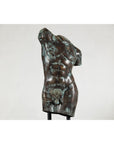 Bronze Male Torso Sculpture with Verdigris Patina Mounted on Black Stand-4. Asian & Chinese Furniture, Art, Antiques, Vintage Home Décor for sale at FEA Home