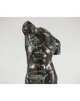 Bronze Male Torso Sculpture with Verdigris Patina Mounted on Black Stand-5. Asian & Chinese Furniture, Art, Antiques, Vintage Home Décor for sale at FEA Home