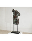 Bronze Male Torso Sculpture with Verdigris Patina Mounted on Black Stand-6. Asian & Chinese Furniture, Art, Antiques, Vintage Home Décor for sale at FEA Home