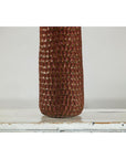 Brown Ceramic Vase with Honeycomb Texture & Green Speckles - image 10
