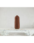 Brown Ceramic Vase with Honeycomb Texture & Green Speckles - image 3