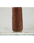 Brown Ceramic Vase with Honeycomb Texture & Green Speckles - image 7