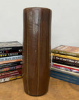 Brown Cylinder Shaped Vase with Stripes Down the Sides - FEA Home
