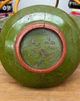 Brown, Green & Yellow Polychrome Basket with Rattan Handle