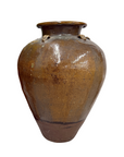 Brown Yellow Storage Water Jar Vessel with Small Handles - FEA Home