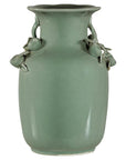 Celadon Glazed Vase with Applied Fruit and Foliate Decoration, Scalloped Rim-1. Asian & Chinese Furniture, Art, Antiques, Vintage Home Décor for sale at FEA Home