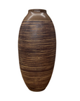 Ceramic Vase with Two-Tone Brown Rounded Streaks - FEA Home