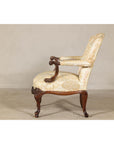 Channel-Tufted Armchair with Carved Frame and Calligraphy Motif Upholstery-11. Asian & Chinese Furniture, Art, Antiques, Vintage Home Décor for sale at FEA Home