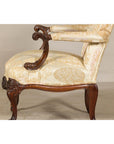 Channel-Tufted Armchair with Carved Frame and Calligraphy Motif Upholstery-12. Asian & Chinese Furniture, Art, Antiques, Vintage Home Décor for sale at FEA Home