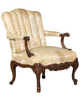 Channel-Tufted Armchair with Carved Frame and Calligraphy Motif Upholstery-15. Asian & Chinese Furniture, Art, Antiques, Vintage Home Décor for sale at FEA Home