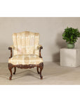 Channel-Tufted Armchair with Carved Frame and Calligraphy Motif Upholstery-2. Asian & Chinese Furniture, Art, Antiques, Vintage Home Décor for sale at FEA Home