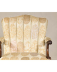 Channel-Tufted Armchair with Carved Frame and Calligraphy Motif Upholstery-3. Asian & Chinese Furniture, Art, Antiques, Vintage Home Décor for sale at FEA Home