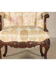 Channel-Tufted Armchair with Carved Frame and Calligraphy Motif Upholstery-4. Asian & Chinese Furniture, Art, Antiques, Vintage Home Décor for sale at FEA Home