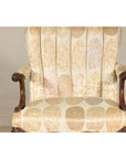 Channel-Tufted Armchair with Carved Frame and Calligraphy Motif Upholstery-5. Asian & Chinese Furniture, Art, Antiques, Vintage Home Décor for sale at FEA Home