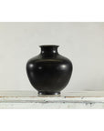 Charcoal Glazed Ceramic Vase with Rounded Belly and Flared Neck-14. Asian & Chinese Furniture, Art, Antiques, Vintage Home Décor for sale at FEA Home