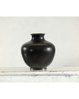 Charcoal Glazed Ceramic Vase with Rounded Belly and Flared Neck-3. Asian & Chinese Furniture, Art, Antiques, Vintage Home Décor for sale at FEA Home