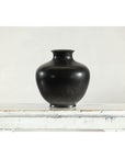 Charcoal Glazed Ceramic Vase with Rounded Belly and Flared Neck-4. Asian & Chinese Furniture, Art, Antiques, Vintage Home Décor for sale at FEA Home