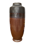 Copper Brown & Metalic Grey Ceramic Vase with Drip Design, SKU , image 1