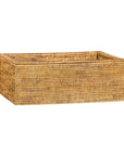 Country Style Long Rectangular Rattan Storage Box with Lid