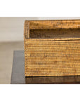 Country Style Long Rectangular Rattan Storage Box with Lid