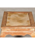 Country Style Low Wood Coffee Table with Woven Mat Top and Curved Legs-10. Asian & Chinese Furniture, Art, Antiques, Vintage Home Décor for sale at FEA Home