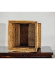 Country Style Square Handwoven Rattan Basket with Side Handles-4. Asian & Chinese Furniture, Art, Antiques, Vintage Home Décor for sale at FEA Home