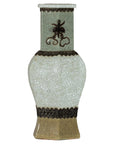 Crackle Celadon Hexagonal Vase with Greek Key and Decorative Motifs-1. Asian & Chinese Furniture, Art, Antiques, Vintage Home Décor for sale at FEA Home