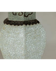 Crackle Celadon Hexagonal Vase with Greek Key and Decorative Motifs-7. Asian & Chinese Furniture, Art, Antiques, Vintage Home Décor for sale at FEA Home